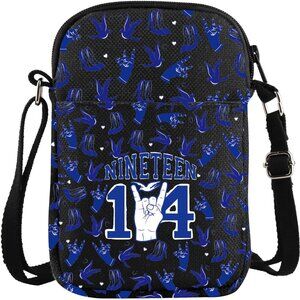 Nineteen Greek Sorority Gift Canvas Zipper Pouch Dark Color Cute Design